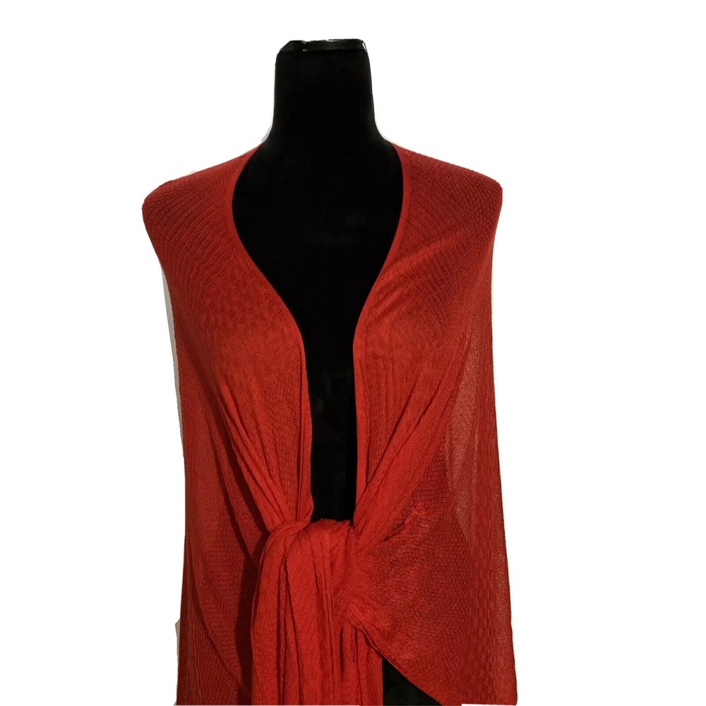 ECHO Red Knit Shawl Cardigan Wrapper‎ Topper Convertible Rayon ONE SIZE - Picture 2 of 7